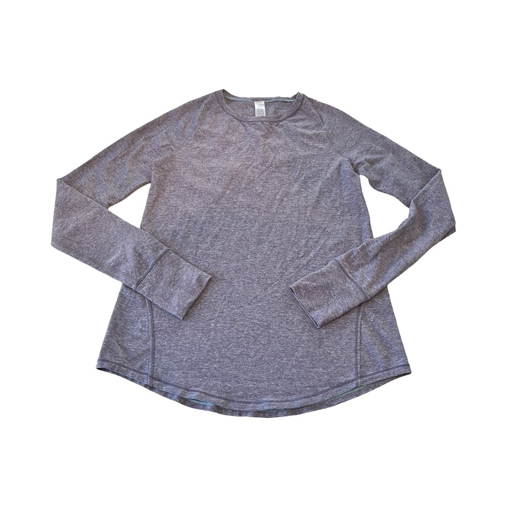 Ivivva Girls Size 12 Heathered Purple Long Sleeve Athletic Top with Thumbholes